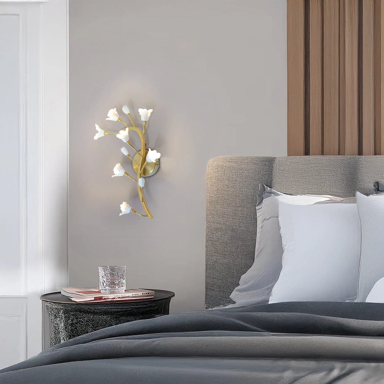 Blossom Arc Glow, An arc of soft bloom-light for hallways and headboards.